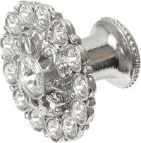 Cache Caché large round knob with flared foot with Swarovski Clear Crystals in Platinum. 1203B-24C