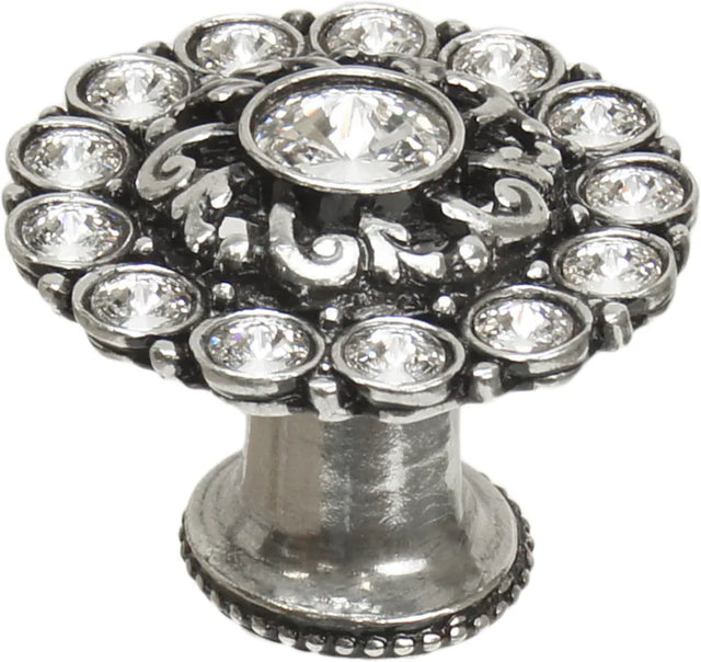 Caché large round multi crystals knob with flared foot with Swarovski Clear Crystals 1203B-9C