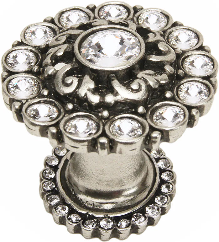 Caché large round multi crystals knob with halo platform with Swarovski Clear Crystals 1203H-9C