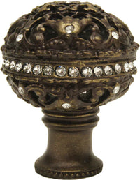 Juliane Grace large knob full round with Swarovski Clear Crystals in Antique Brass. 134-3C