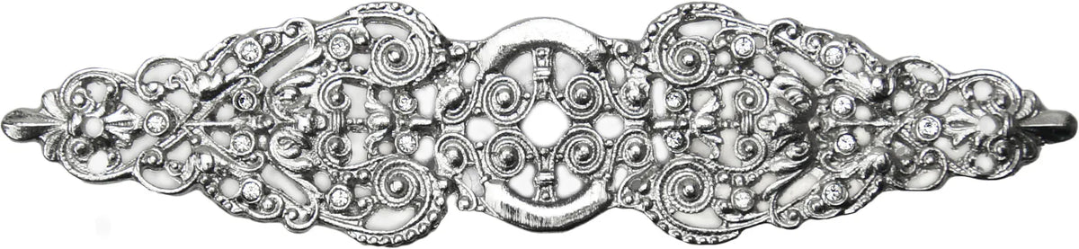 Juliane Grace elongated escutcheon with 18 Swarovski Clear Crystals in Platinum. 135-24C