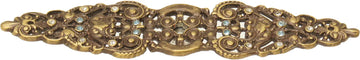 Juliane Grace elongated back plate with 18 Swarovski Clear & Aquamatine Crystals in Antique Brass. 135-3