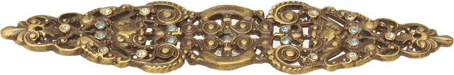 Juliane Grace elongated back plate with 18 Swarovski Clear & Aquamatine Crystals in Antique Brass. 135-3