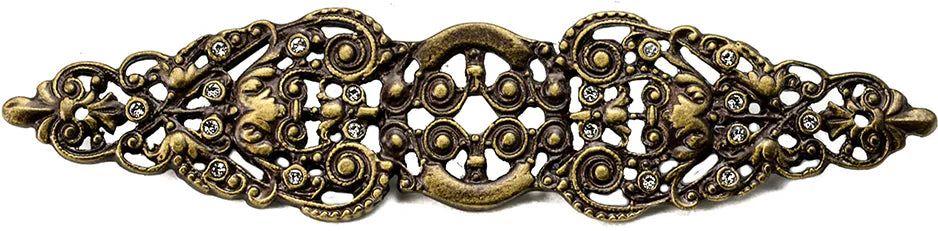 Juliane Grace elongated escutcheon with 18 Swarovski Clear Crystals in Antique Brass. 135-3C