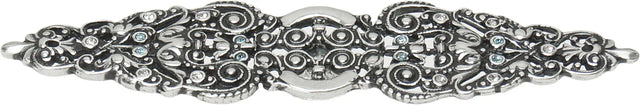 Juliane Grace elongated back plate with 18 Swarovski Clear & Aquamarine Crystals in Chalice. 135-9