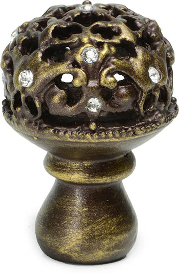 Juliane Grace medium knob full round with 13 Swarovski Clear Crystals in Antique Brass. 139-3C