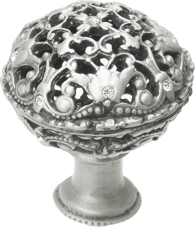 Juliane Grace large knob full round with 13 Swarovski Clear Crystals in Satin. 143-11C