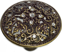 Juliane Grace large knob with 17 Swarovski Clear Crystals in Antique Brass. 146-3C