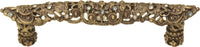 Juliane Grace 4'' cc pull with Clear & Aquamarine Swarovski crystals in Antique Brass. 149-3