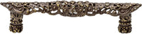 Juliane Grace 4'' cc pull with Clear & Aquamarine Swarovski crystals in Antique Brass. 149-3