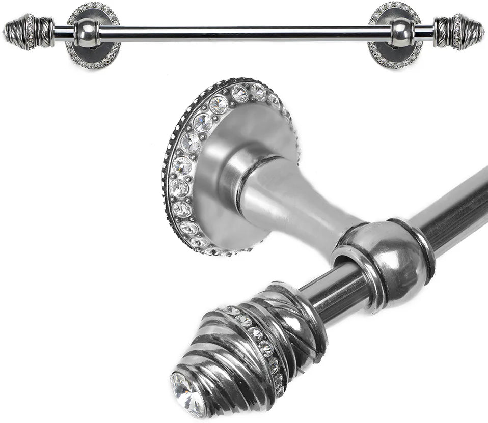 Caché II 16'' cc towel bar with 80 rivoli Swarovski Clear Crystals with 5/8'' smooth center 1810-9C
