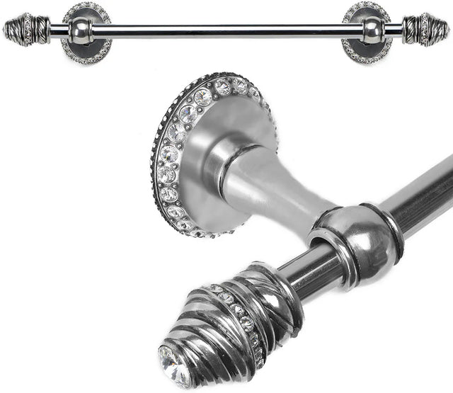 Caché II 24'' cc towel bar with 80 rivoli Swarovski Clear Crystals with 5/8'' smooth center 1811-9C