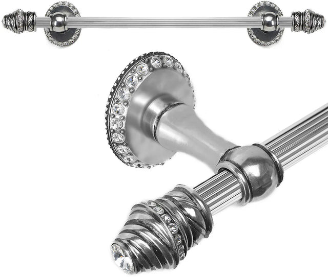 Caché II 32'' cc towel bar with 80 rivoli Swarovski Clear Crystals with 5/8'' reeded center 1812R-9C