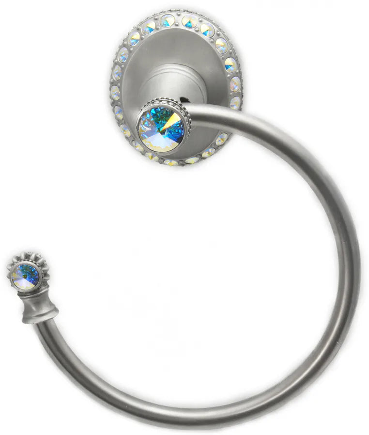 Caché II swing towel smooth ring left with Swarovski Aurore Boreale Crystals 1835-11AB