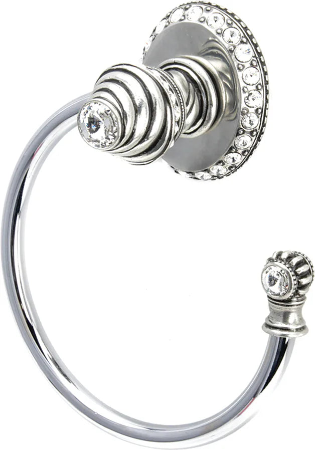 Caché ll large swing towel smooth ring right with 42 rivoli Swarovski Clear Crystals 1848-9C
