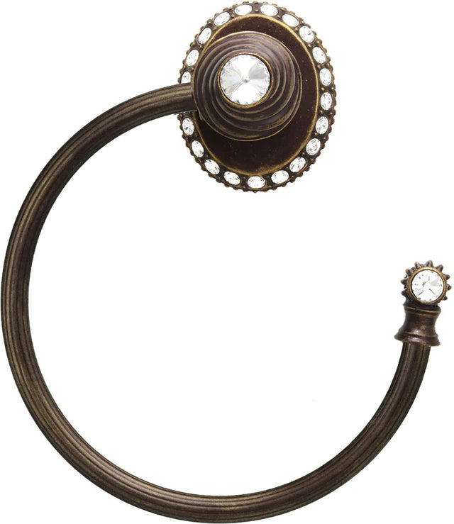 Caché ll large swing towel reeded ring right with 42 rivoli Swarovski Clear Crystals 1848R-3C