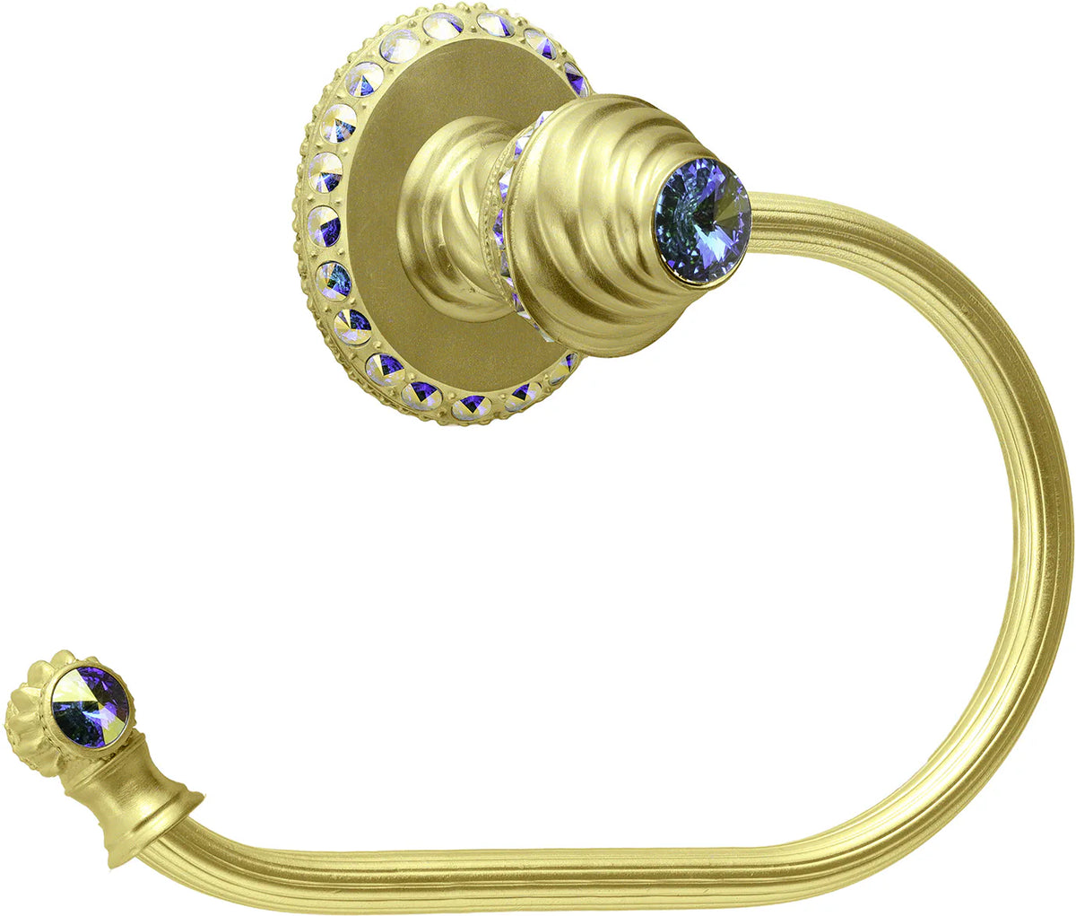 Caché ll large swing tissue reeded ring left with 42 rivoli Swarovski Aurore Boreale Crystals 1852R-8AB