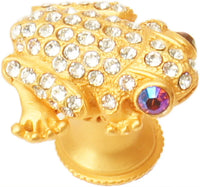 In The Garden Carpe Diem 2581-8C Gilded Mercury Frog knob w/ Swarovski Crystals 2581-8C