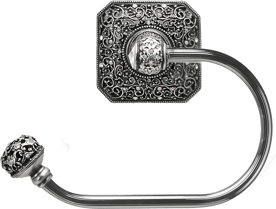 Juliane Grace swing tissue reeded ring left with 131 Swarovski Clear & Aurore Boreale Crystals 4056R-9CAB
