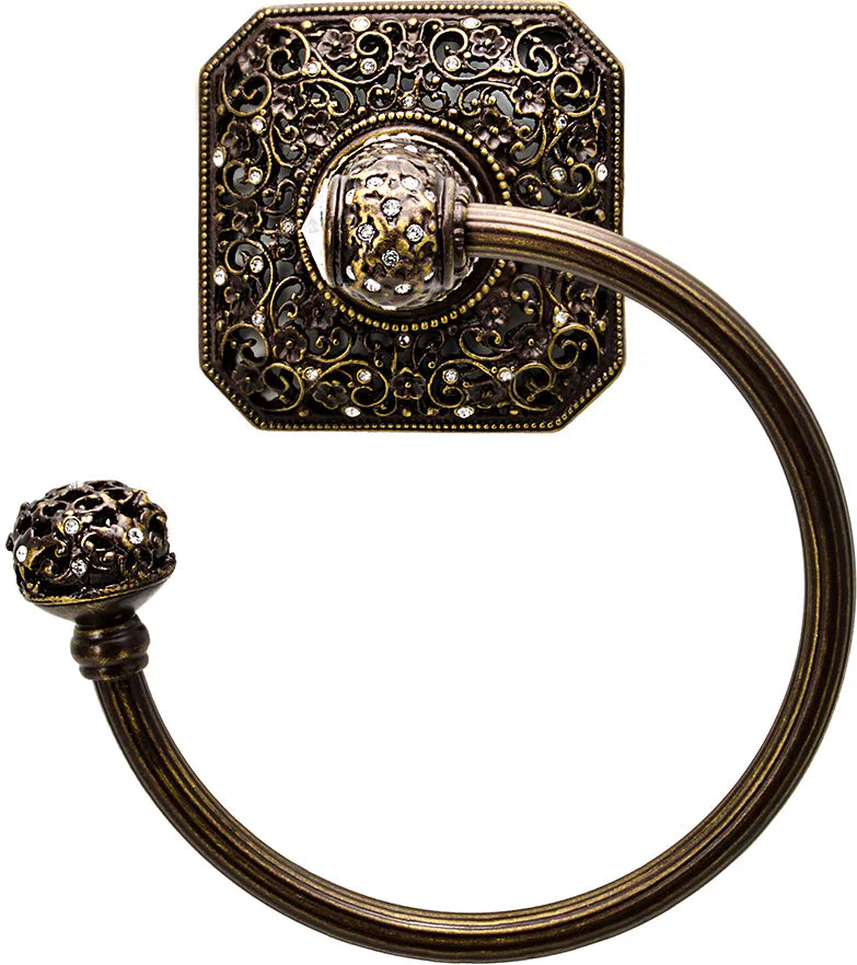 Juliane Grace swing towel ring left with Swarovski Crystals Reeded Center 4058
