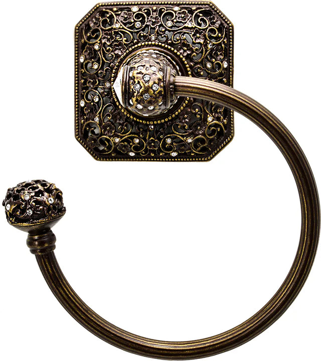 Juliane Grace swing towel ring left with Swarovski Crystals Reeded Center 4058