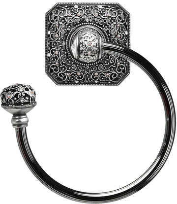 Juliane Grace swing towel reeded ring left with 131 Swarovski Clear & Aurore Boreale Crystals 4058R-9CAB