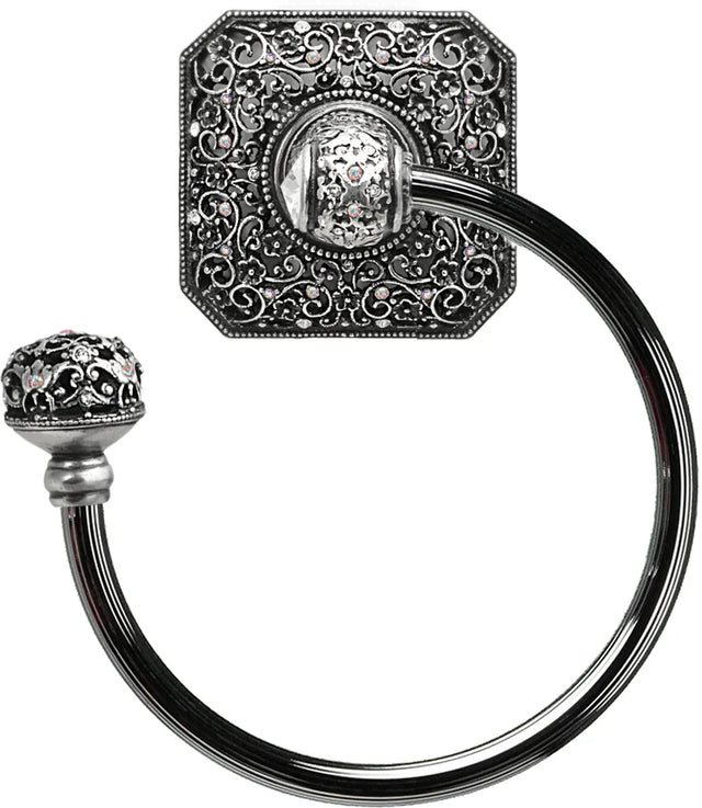 Juliane Grace swing towel reeded ring left with 131 Swarovski Clear & Aurore Boreale Crystals 4058R-9CAB