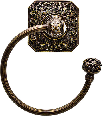 Juliane Grace swing towel ring right with Swarovski Crystals Reeded Center 4059