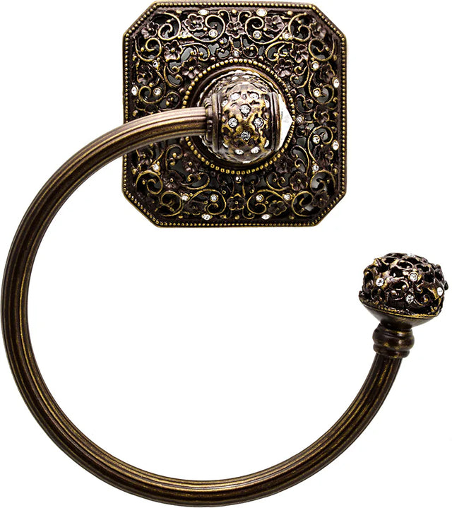 Juliane Grace swing towel ring right with Swarovski Crystals Reeded Center 4059