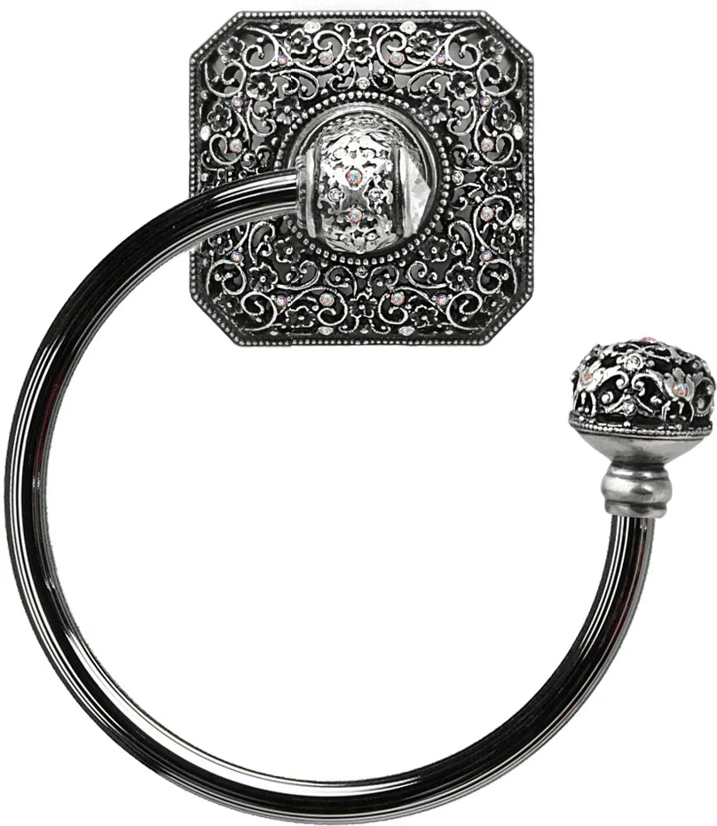 Juliane Grace swing towel reeded ring right with 131 Swarovski Clear & Aurore Boreale Crystals 4059R-9CAB