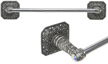 Juliane Grace 36'' cc towel bar with 213 Swarovski Clear & Aurore Boreale Crystals with 5/8'' smooth center 4173-9CAB