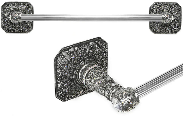 Juliane Grace 36'' cc towel bar with 213 Swarovski Clear & Aurore Boreale Crystals with 5/8'' reeded center 4173R-9CAB