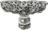 Monticello oblong knob with Clear & Aquamarine Swarovski crystals in Chalice. 4512-9