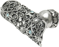 Monticello oblong knob with Clear & Aquamarine Swarovski crystals in Chalice. 4512-9
