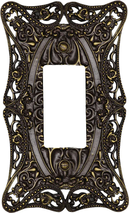 Acanthus Carpe Diem 5003-3 Antique Brass single rocker/GFI switchplate 5003-3