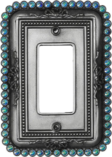 Cache Carpe Diem 5103-11AB Satin single rocker/GFI switchplate with 60 Swarovski Crystals 5103-11AB