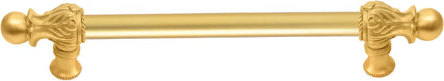 Acanthus 6'' cc with 5/8'' smooth center long pull Romanesque style in Gilded Mercury. 5550-8