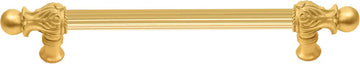 Acanthus 6'' cc with 5/8'' reeded center long pull Romanesque style in Gilded Mercury. 5550R-8