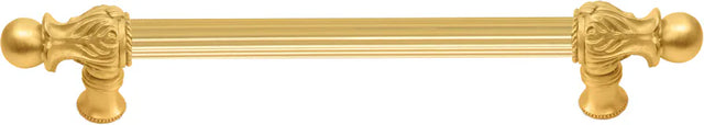 Acanthus 6'' cc with 5/8'' reeded center long pull Romanesque style in Gilded Mercury. 5550R-8