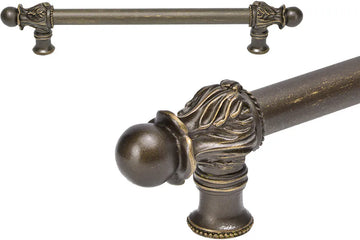 Acanthus 9'' cc with 5/8'' smooth center long pull Romanesque style in Antique Brass. 5551-3