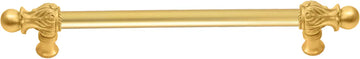 Acanthus 12'' cc with 5/8'' smooth center long pull Romanesque style in Gilded Mercury. 5552-8