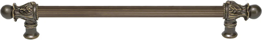 Acanthus 12'' cc with 5/8'' reeded center long pull Romanesque style in Antique Brass. 5552R-3