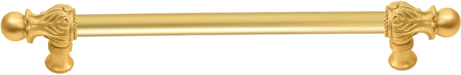 Acanthus 18'' cc with 5/8'' smooth center long pull Romanesque style in Gilded Mercury. 5553-8