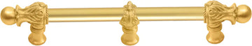 Acanthus 6'' cc with 5/8'' smooth center & center brace long pull Romanesque style in Gilded Mercury. 5555-8
