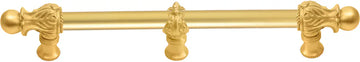 Acanthus 9'' cc with 5/8'' smooth center & center brace long pull Romanesque style in Gilded Mercury. 5556-8