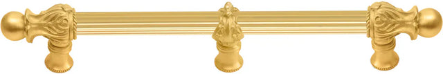 Acanthus 12'' cc with 5/8'' reeded center & center brace long pull Romanesque style in Gilded Mercury. 5557R-8