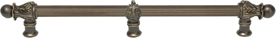 Acanthus 18'' cc with 5/8'' reeded center & center brace long pull Romanesque style in Antique Brass. 5558R-3