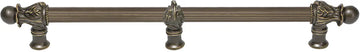 Acanthus 18'' cc with 5/8'' reeded center & center brace long pull Romanesque style in Antique Brass. 5558R-3