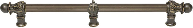 Acanthus 18'' cc with 5/8'' reeded center & center brace long pull Romanesque style in Antique Brass. 5558R-3