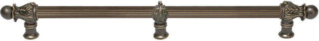 Acanthus 22'' cc with 5/8'' reeded center & center brace long pull Romanesque style in Antique Brass. 5559R-3